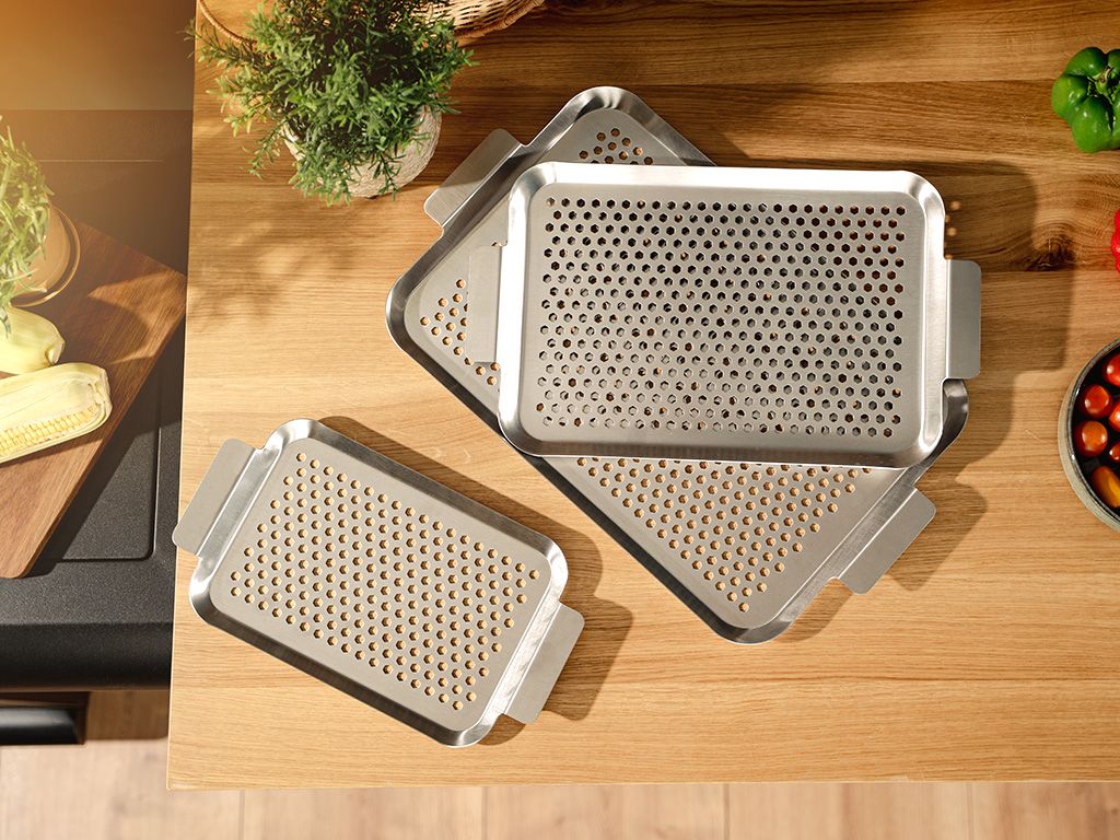 BBQ-BAKKE I RUSTFRIT STÅL 43×25 CM - 3