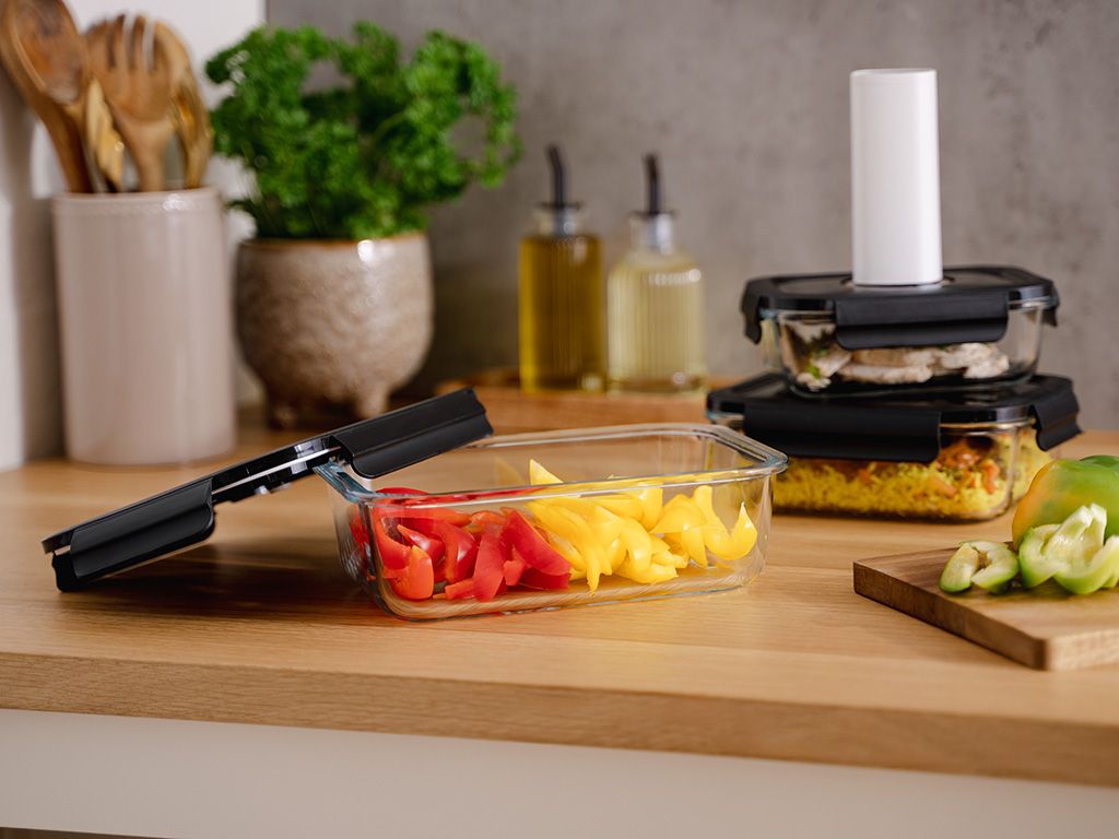 RECHTECKIGER VACUUM-GLASBEHÄLTER – 630ML – SET – 4TLG - 6
