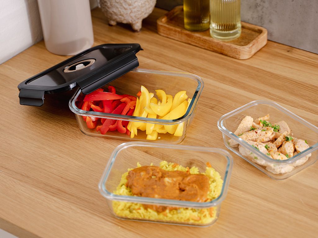 RECHTECKIGER VACUUM-GLASBEHÄLTER – 630ML – SET – 4TLG - 5