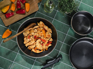 WOK+SAUTÉ-SET MIT ABNEHMBAREM GRIFF – 2 STÜCK - 2