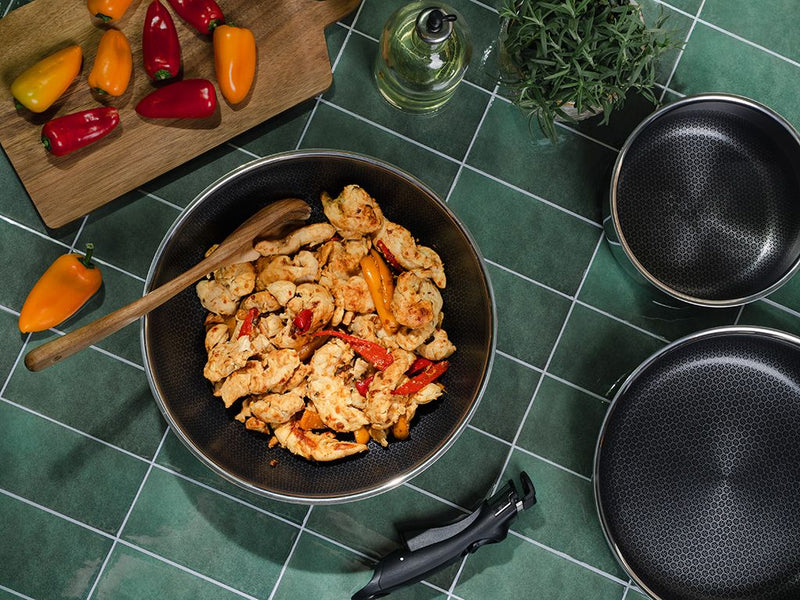 WOKPFANNE MIT ABNEHMBAREM GRIFF 30CM SET