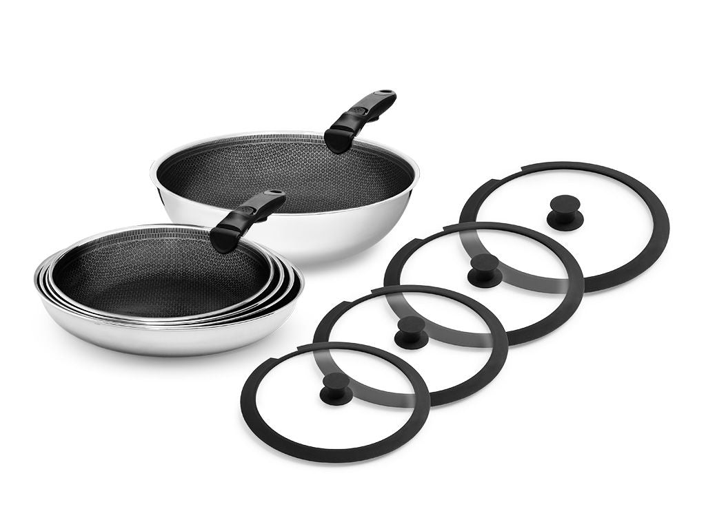 GEMISCHTE BRATPFANNE MIT ABNEHMBAREM GRIFF – 5-TEILIGES SET - 1