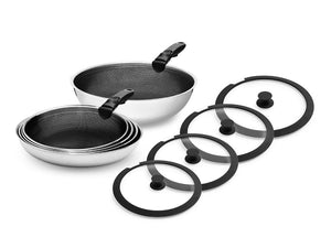 GEMISCHTE BRATPFANNE MIT ABNEHMBAREM GRIFF – 5-TEILIGES SET - 1