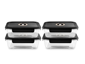 RECHTECKIGER VACUUM-GLASBEHÄLTER – 1040ML – SET – 4TLG - 1