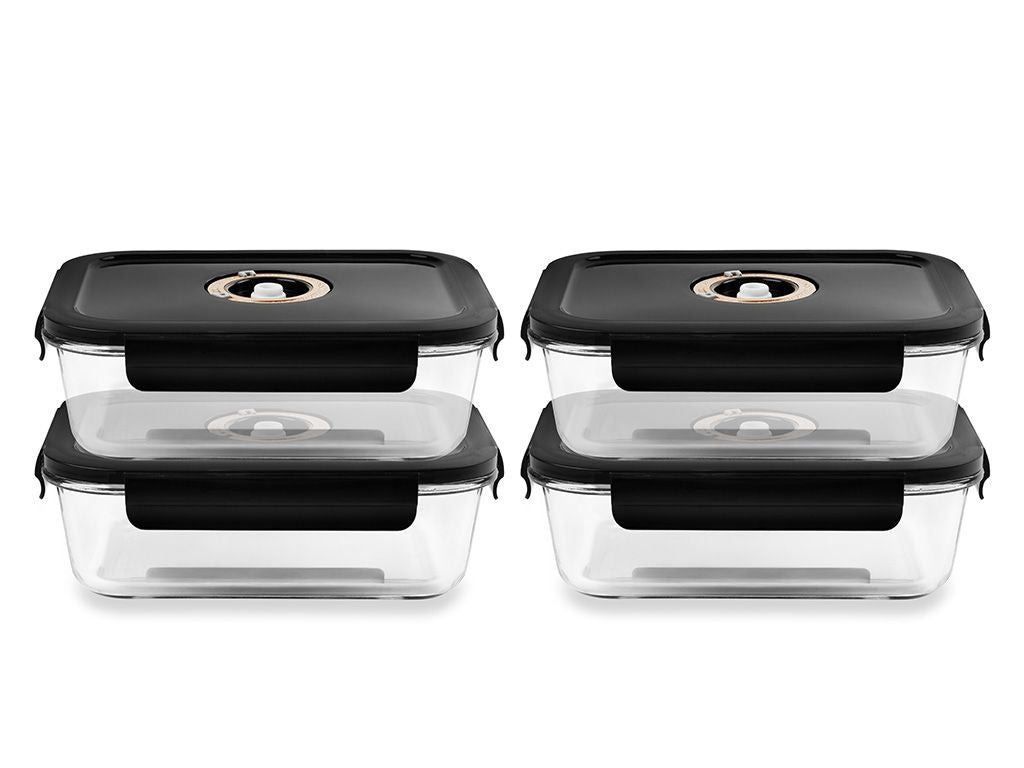 RECHTECKIGER VACUUM-GLASBEHÄLTER – 1480ML – SET – 4TLG - 1