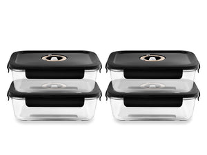 RECHTECKIGER VACUUM-GLASBEHÄLTER – 1480ML – SET – 4TLG - 1