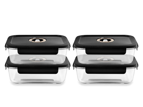 RECHTECKIGER VACUUM-GLASBEHÄLTER – 1480ML – SET – 4TLG - 1