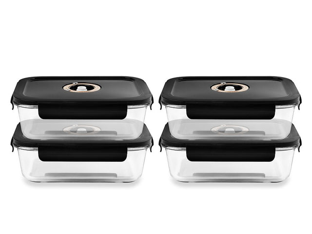 RECHTECKIGER VACUUM-GLASBEHÄLTER – 1480ML – SET – 4TLG - 1