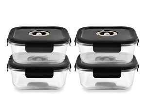 QUADRATISCHER VACUUM-GLASBEHÄLTER – 1230ML – SET – 4TLG - 1