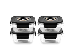 QUADRATISCHER VACUUM-GLASBEHÄLTER – 525ML – SET – 4TLG - 1