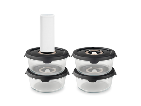 RUNDE VAKUUMGLASBEHÄLTER– 635ML SET - 4 STÜCK - 1
