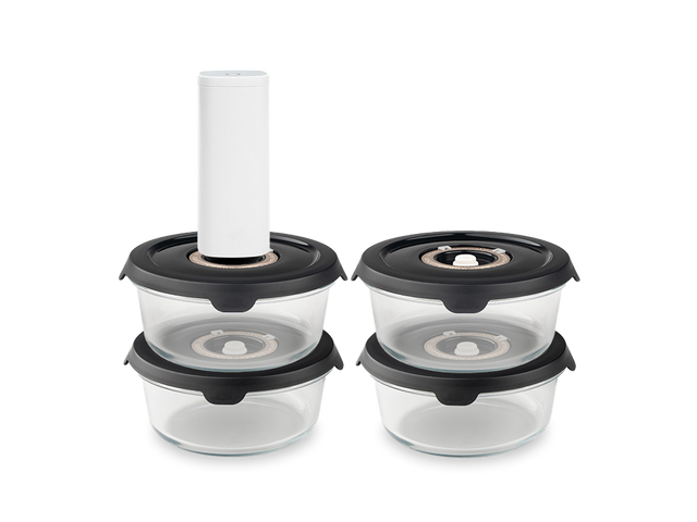 RUNDE VAKUUMGLASBEHÄLTER– 635ML SET - 4 STÜCK - 1